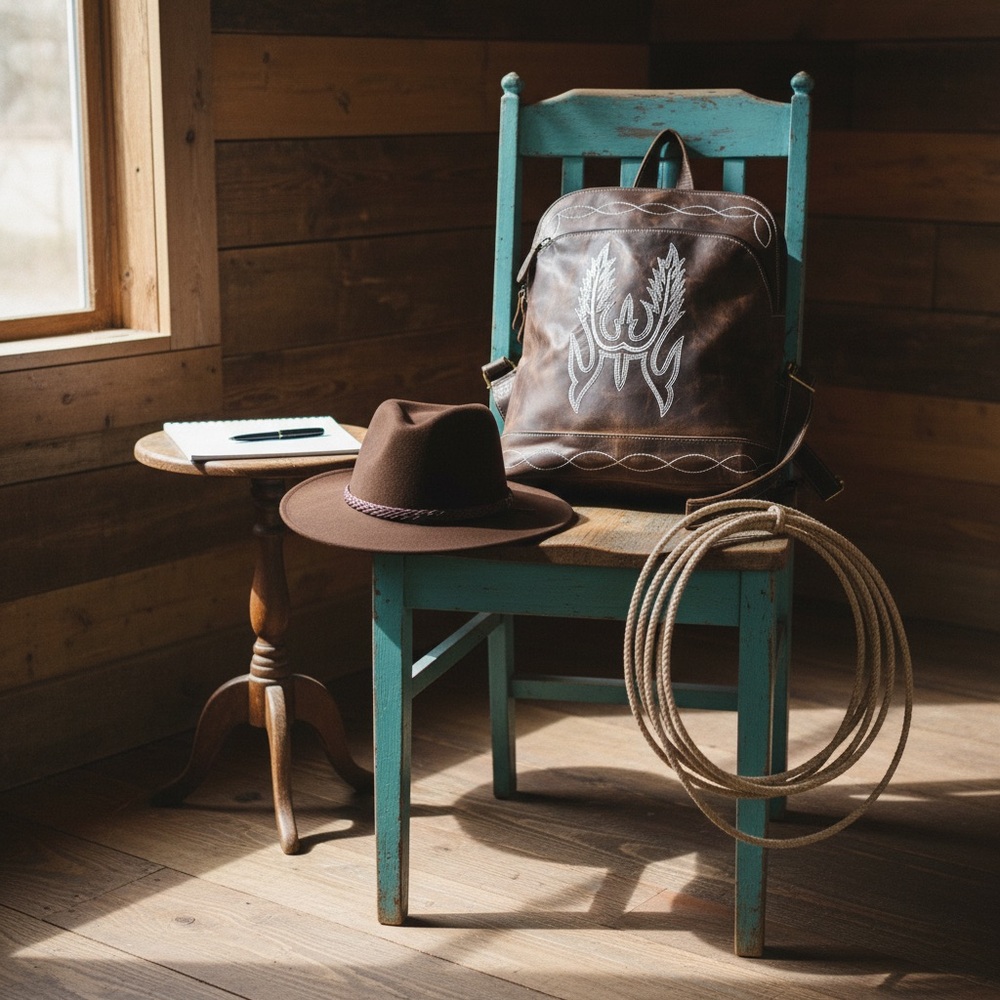 Western Leather Backpack Purse Cowgirl Boho Bag Rustic Vintage Small Travel NWT - Picture 2 of 15